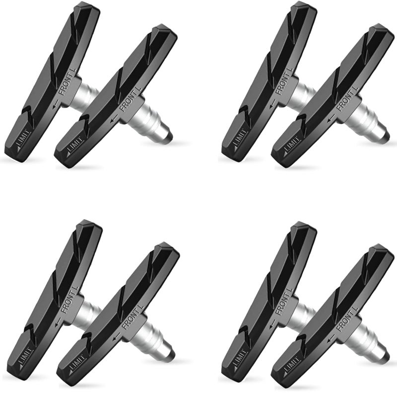 Alritz Bike Brake Pads Set  4 Pairs Road Mountain Bicycle V-Brake Blocks Shoes with Hex Nut and Shims  No Noise No Skid  70mm (Black) - Image 1